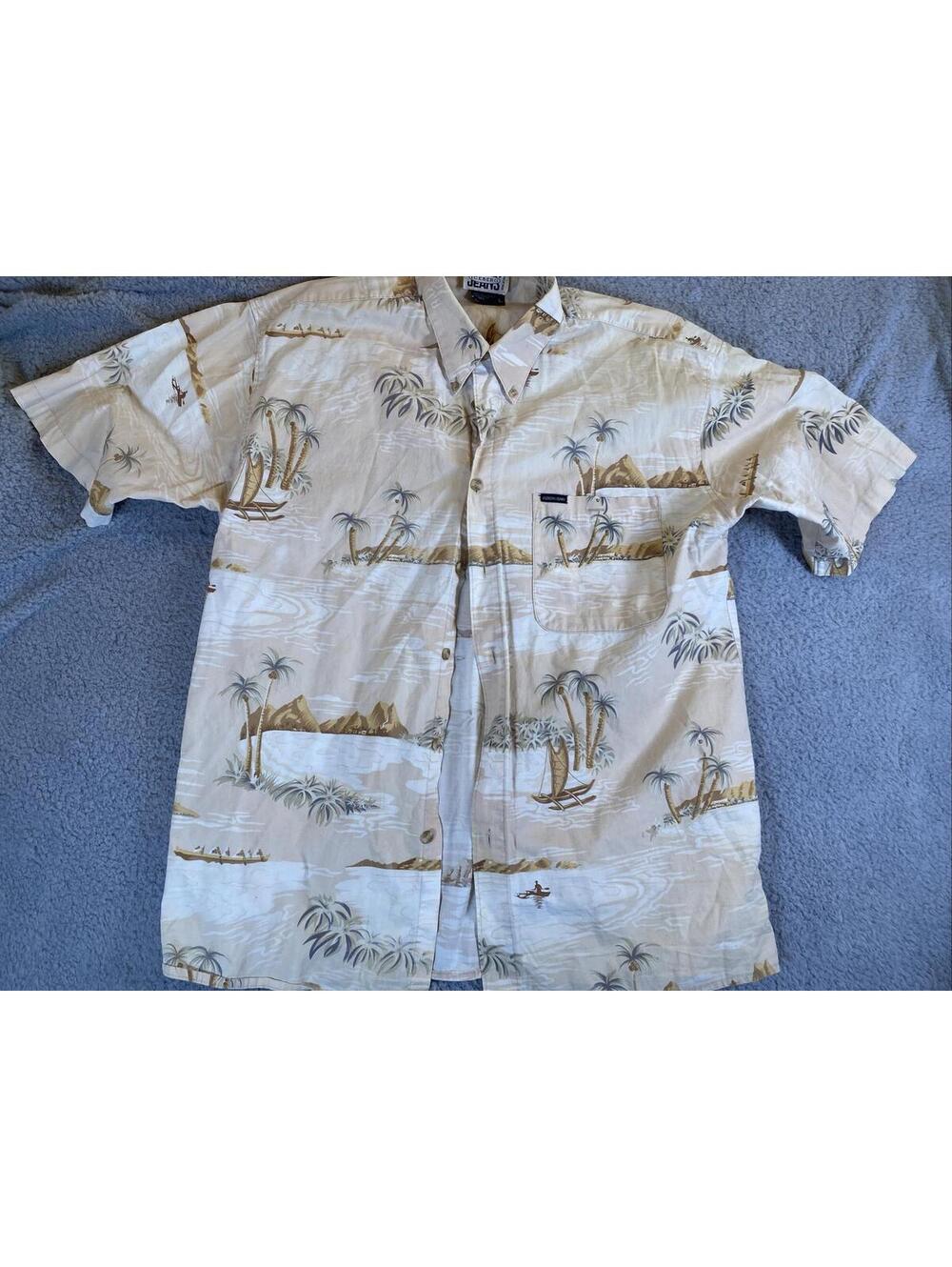 Iceberg Jeans Men Large Button Down Palm Trees y2k vtg